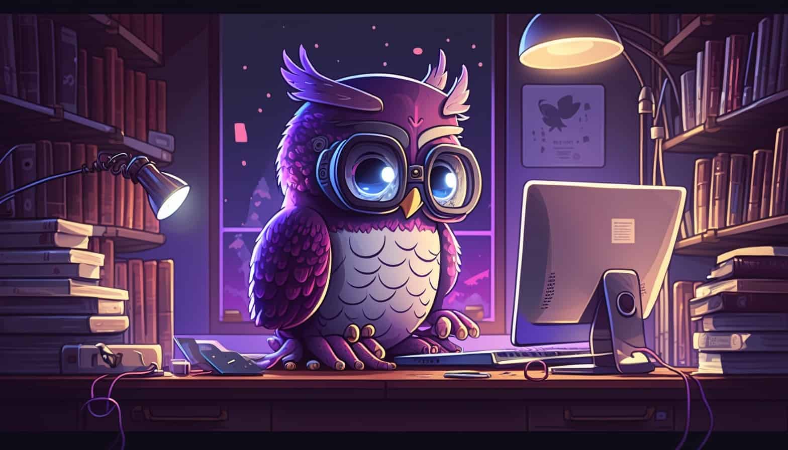 Sage SEO's Owl, Owly, doing keyword research
