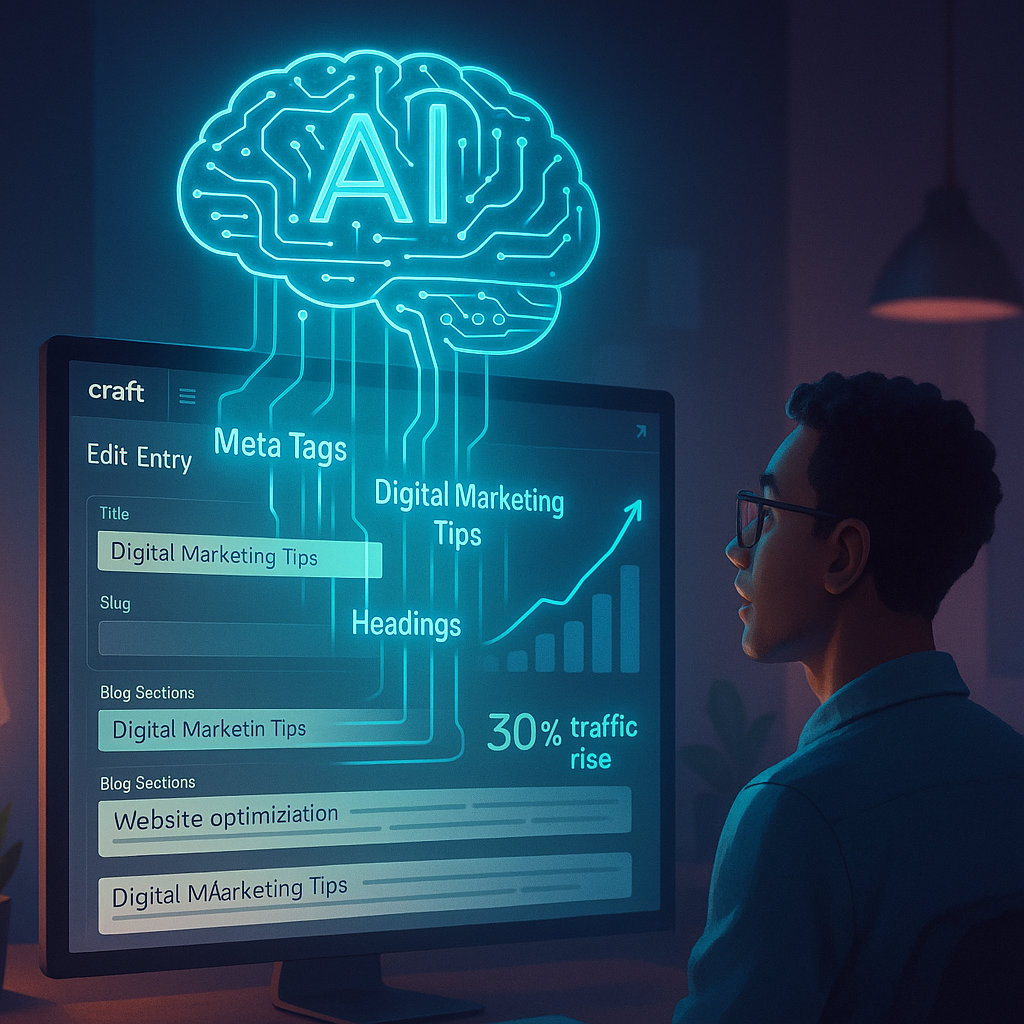 AI enhancing digital marketing strategies on computer screen.